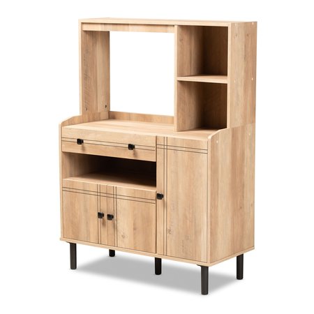 BAXTON STUDIO Patterson Modern and Contemporary Modern Oak Brown Finished Wood 3-Door Kitchen Storage Cabinet 182-11289-Zoro